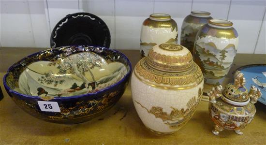 Japanese Satsuma vase etc